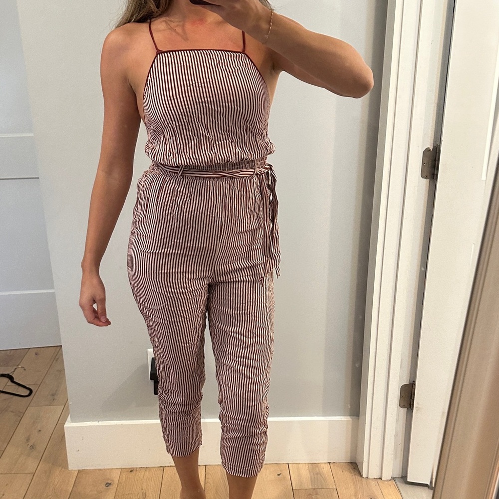 Cooperative Red and White Striped Jumpsuit